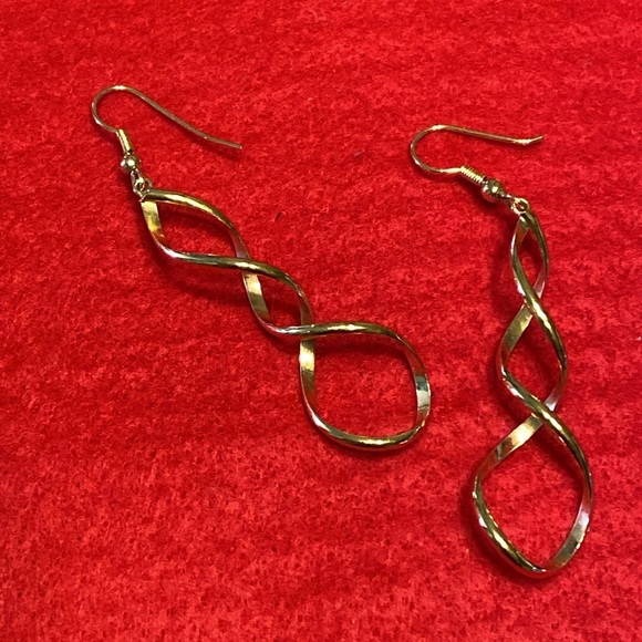 Golden Spiral Drop Earrings - Picture 3 of 11